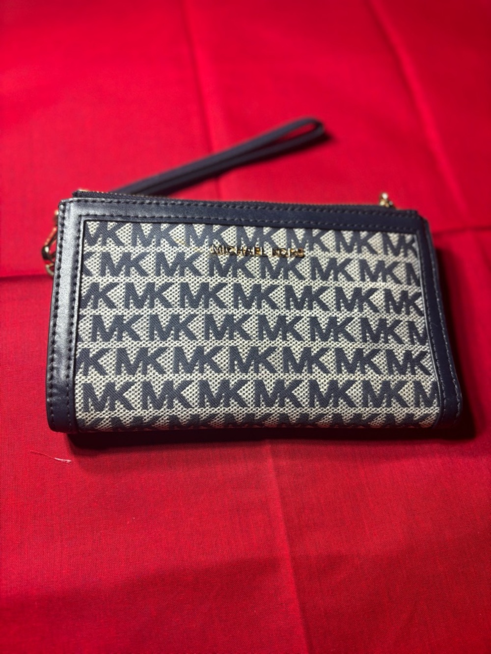 Michael Kors Navy MK Logo Wristlet EPC